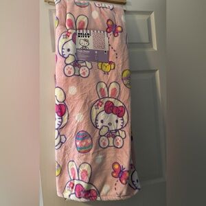 NWT Hello Kitty Pink Easter Bunny Spring Blanket